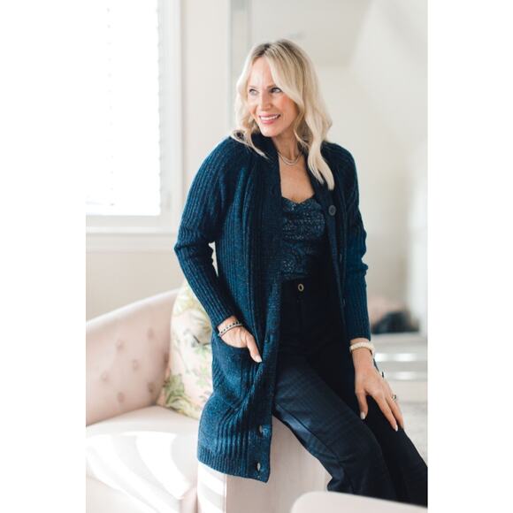 Cabi Women's Sweater Long Sleeve Cozy Warm Knit Blue Large - Picture 2 of 8